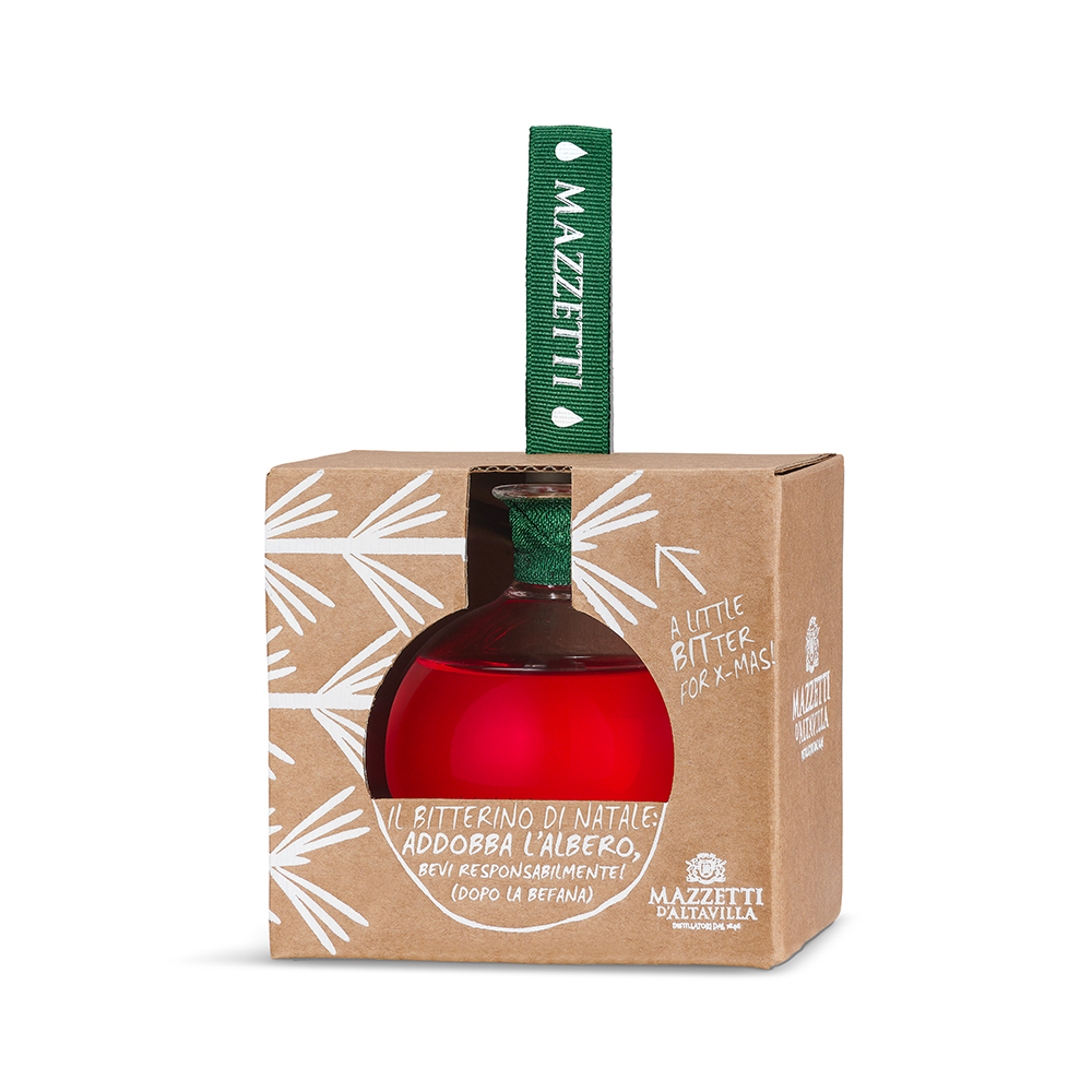 Mazzetti Bitter "Bitterino di Natale" Weihnachtskugel Piemont Italien 25% vol. 0,1 l