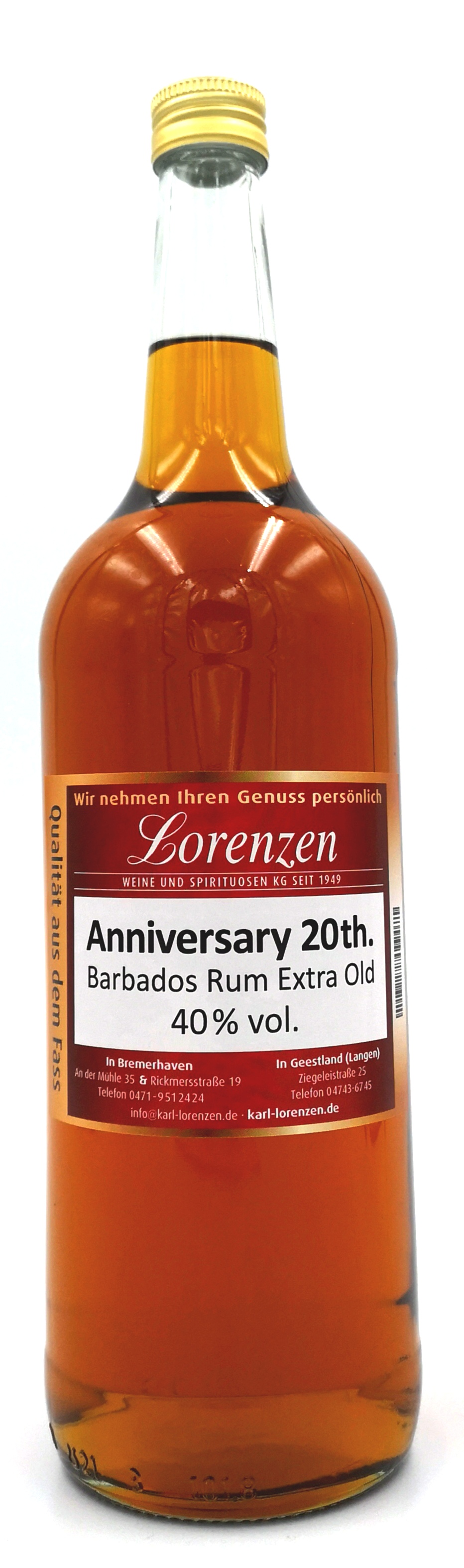 Anniversary 20th Barbados Rum extra old Cognacfass finish 40% vol. lose vom Fass