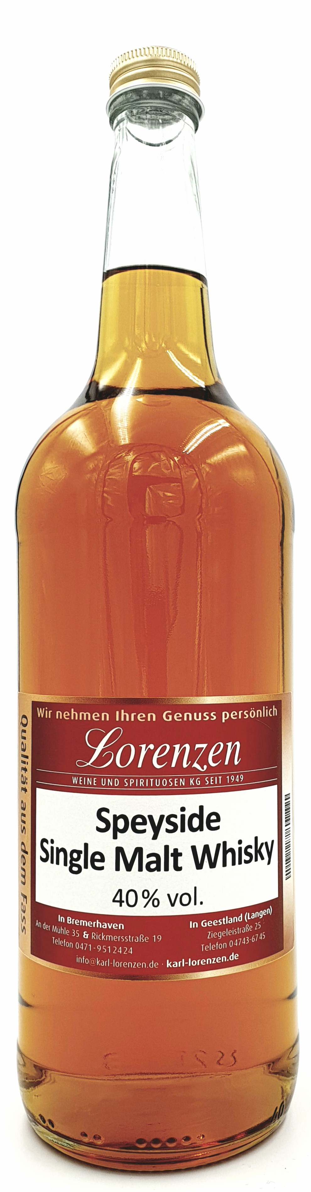 Speyside Single Malt Whisky Sherry Cask Finish lose vom Fass 40% vol.