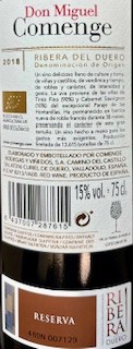Bodegas Comenge "Don Miguel" Reserva D.O. Ribera del Duero Spanien BIO 0,75 l