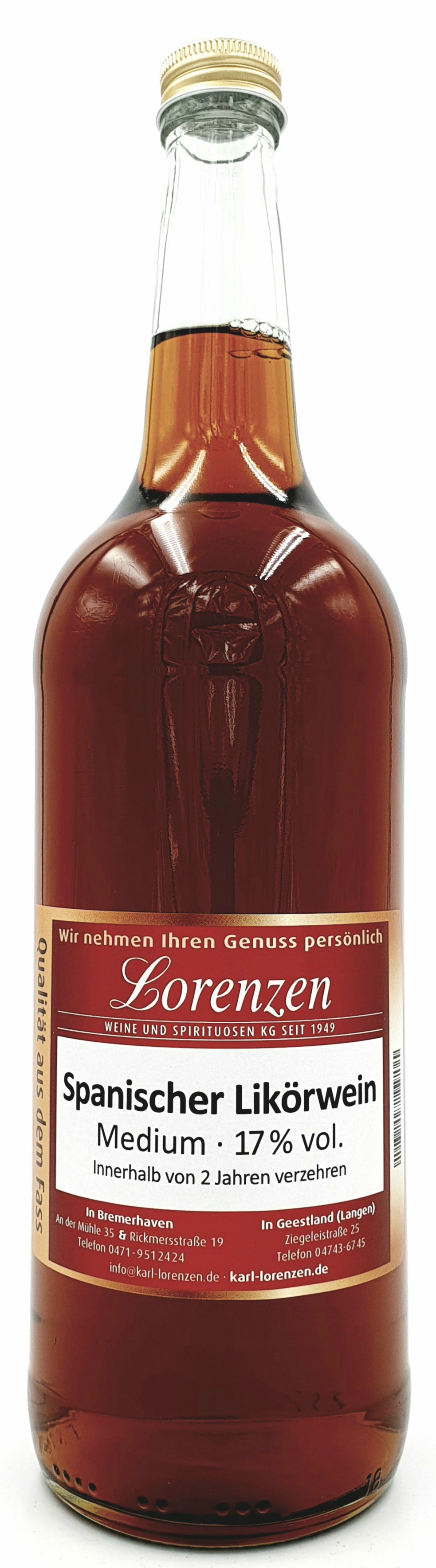 Spanischer Likörwein Medium 17% vol.  lose vom Fass
