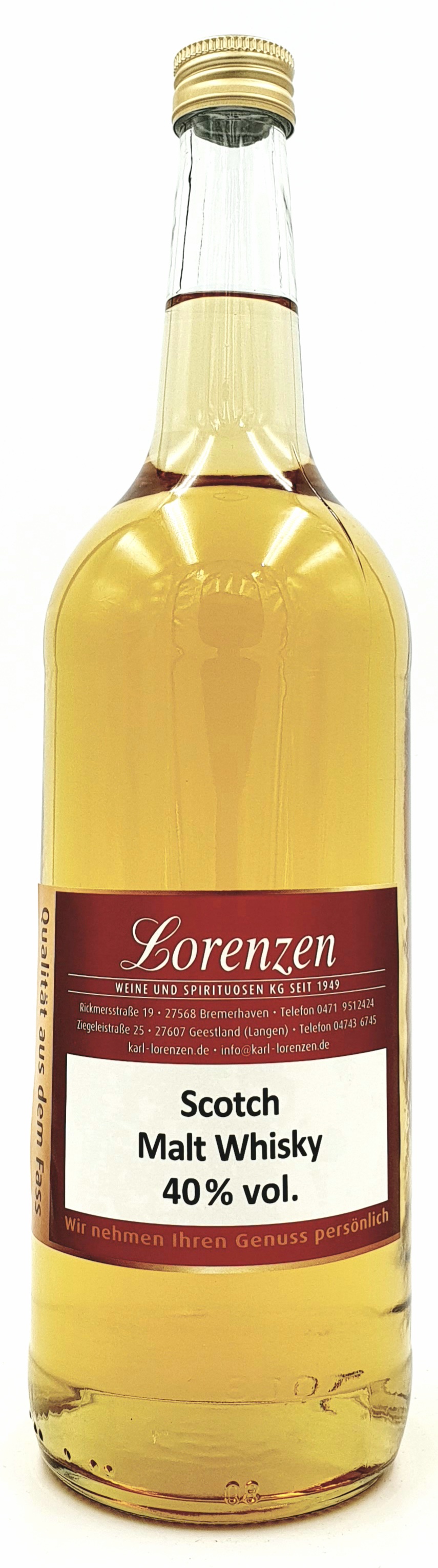 Scotch Malt Whisky 3 Jahre 40% vol. aromatisch mild lose vom Fass