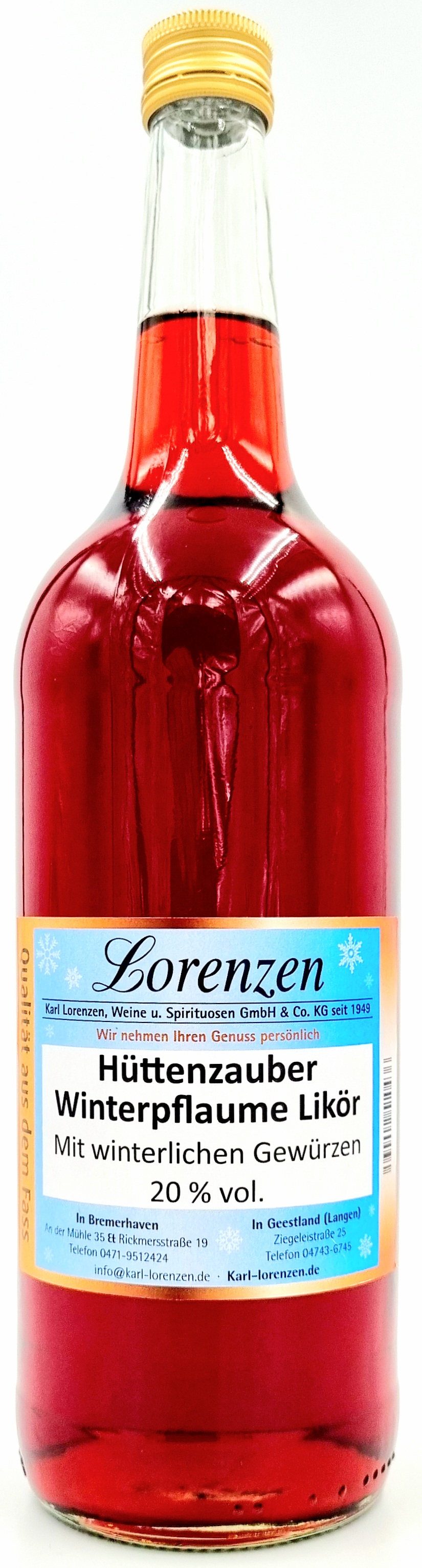 Hüttenzauber Winterpflaume Likör 20% vol. lose vom Fass "Nur im Winter erhältlich"