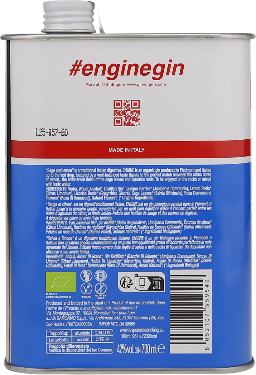 Engine Organic Gin aus Italien 42% BIO 0,7l