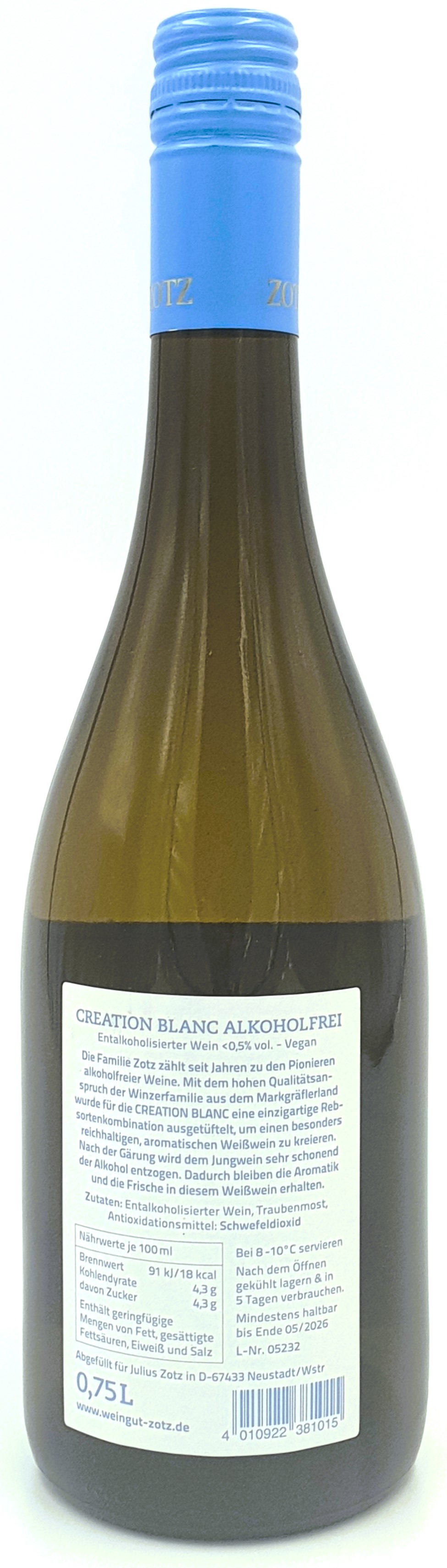 Julius Zotz Creation Blanc Alkoholfrei Markgräflerland Baden 0,75 l