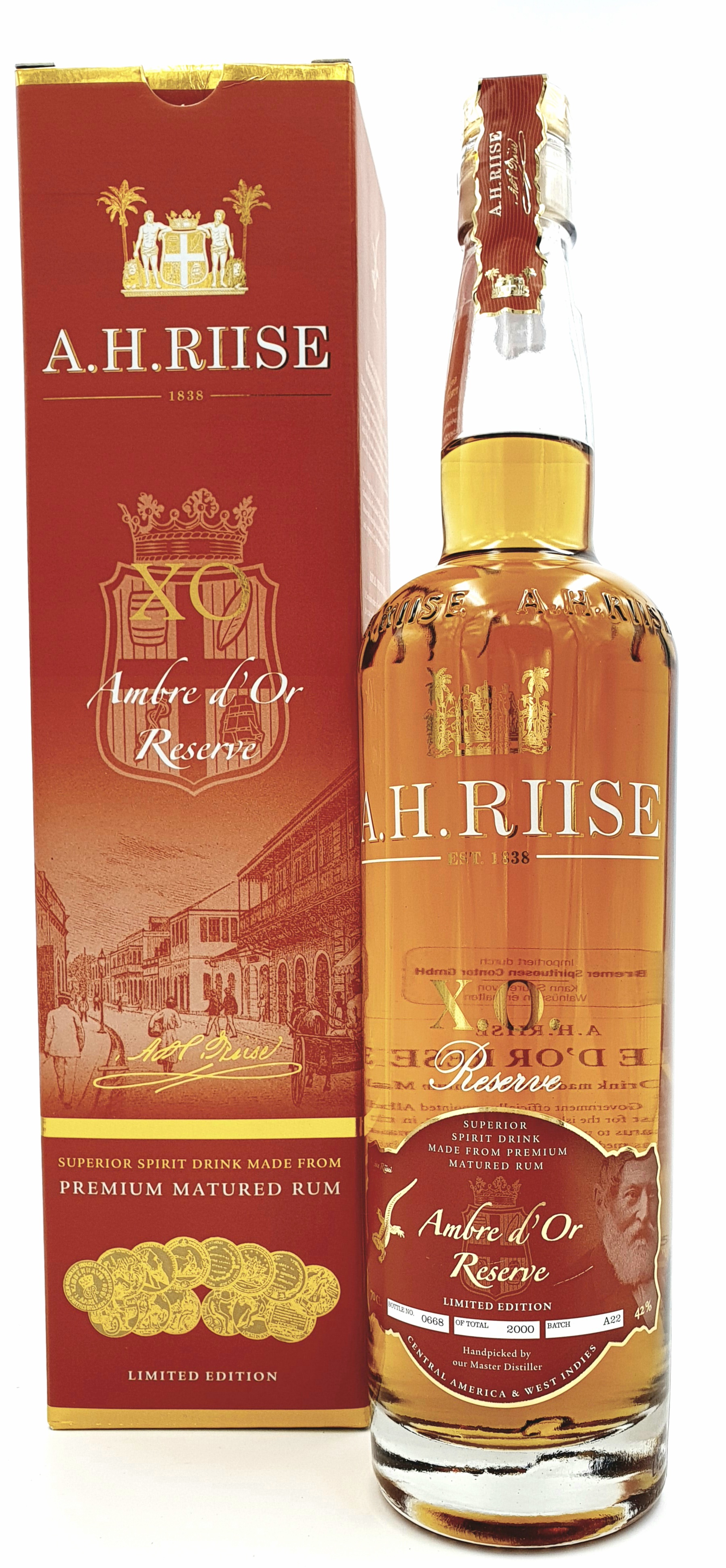 A.H. Riise XO Reserve" Ambre d'Or" 42% vol. 0,7L