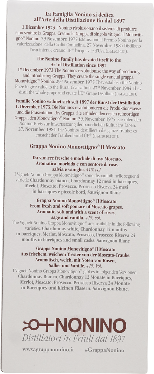 Nonino il Moscato Grappa 41% vol. Grappa Monovitigno, 0,7 l