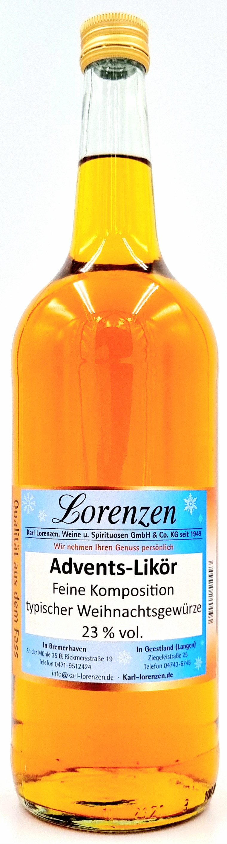 Advents Likör 23% vol. lose vom Fass "Nur im Winter erhältlich"