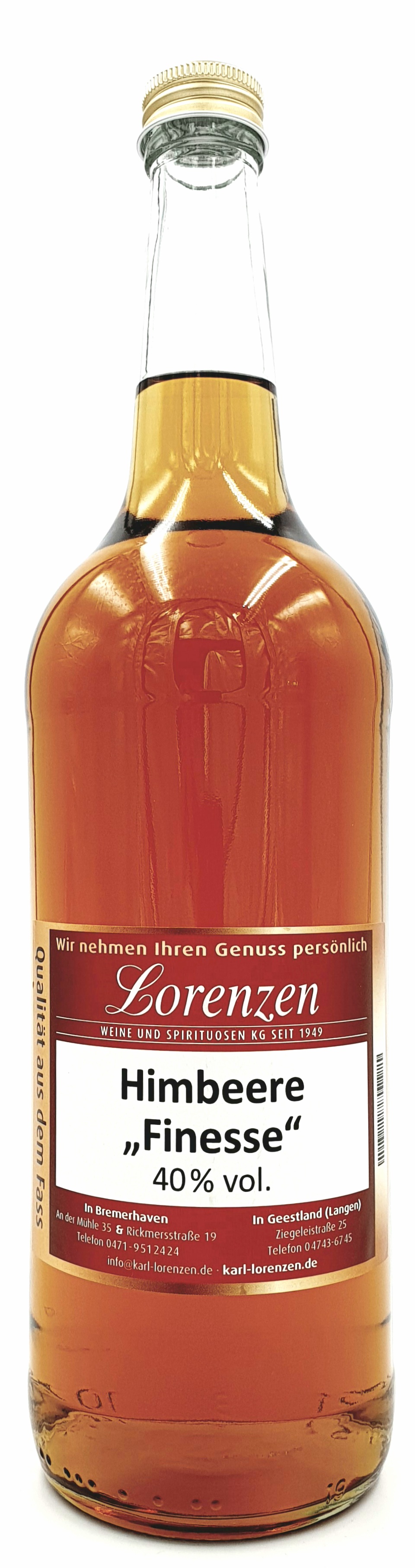 Himbeere "Finesse" Spirituose mit edlem Fruchtauszug 40% vol. lose vom Fass