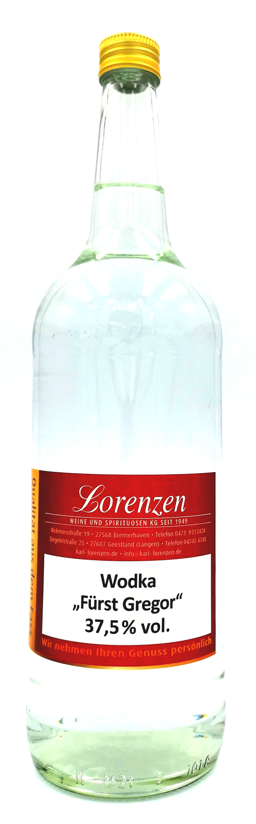 Wodka "Fürst Gregor 37,5% vol. deutsches Erzeugnis lose vom Fass"