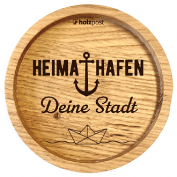 Holzpost Untersetzer aus Eiche "Heimathafen Bremerhaven" Stk.