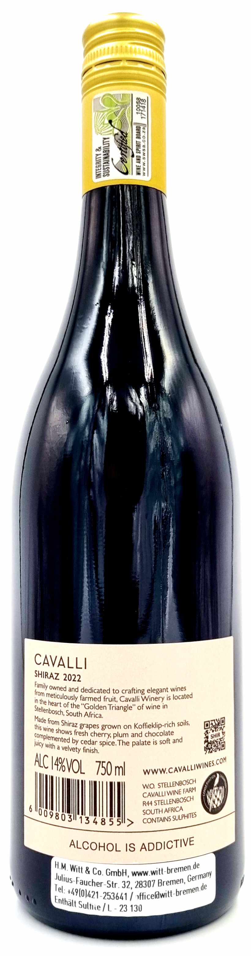 Cavallil Estate Shiraz Stellenbosch Südafrika 0,75 l