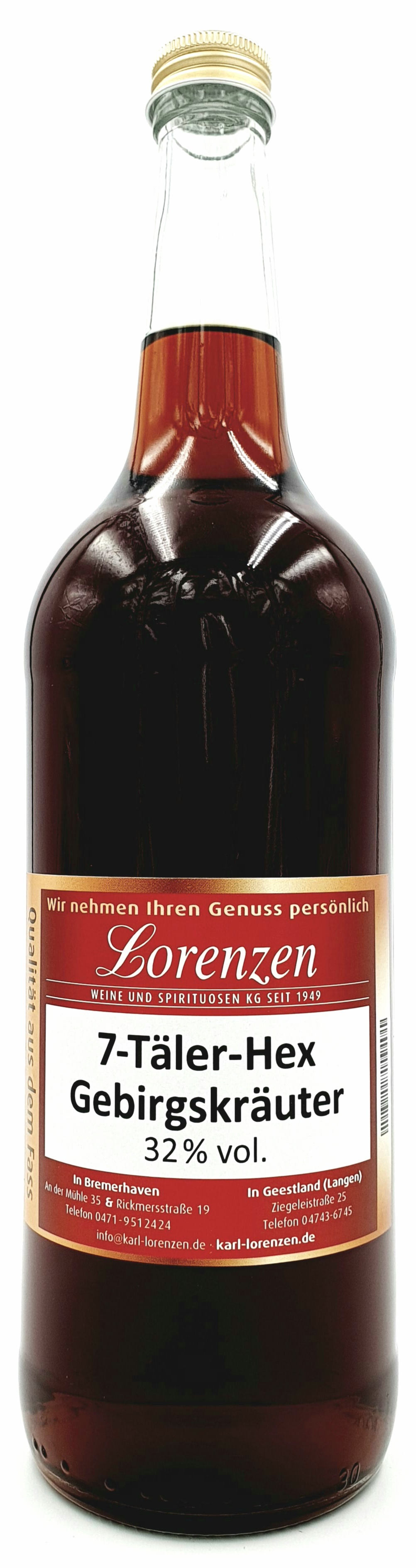 7-Täler-Hex Gebirgskräuterlikör 32% Vol. lose vom Fass