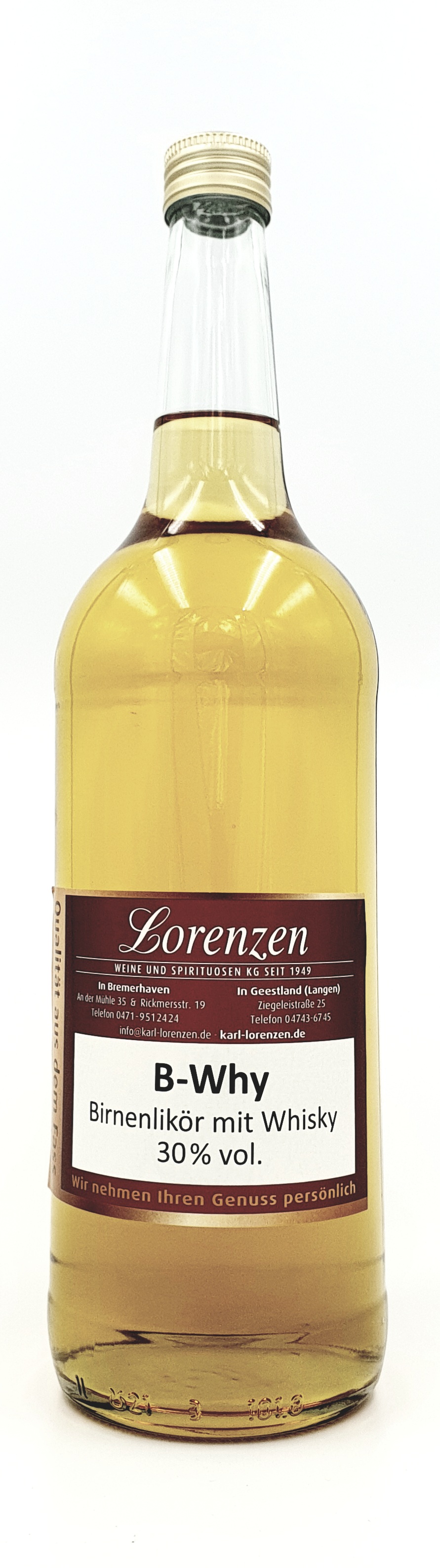 B-WHY Birnenlikör mit Whisky verfeinert 30% vol. lose vom Fass