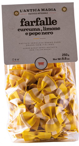 L' Antica Madia Farfalle Curcuma, Limone e Pepe Nero Piemont Italien 250 g