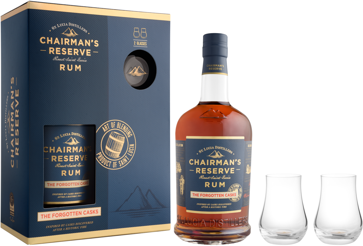 Chairman's Reserve The Forgotten Casks GP + 2 Gläsern  Lucia Rum 40%vol. 0,7l