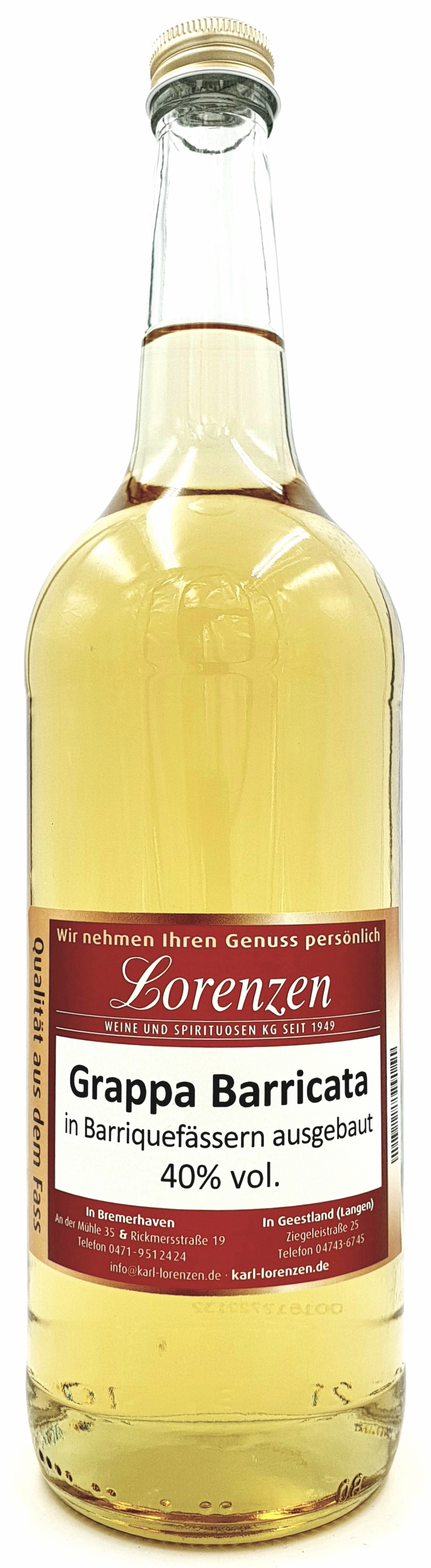 Mazzetti Grappa Barricata Piemont Italien 40% vol. lose vom Fass