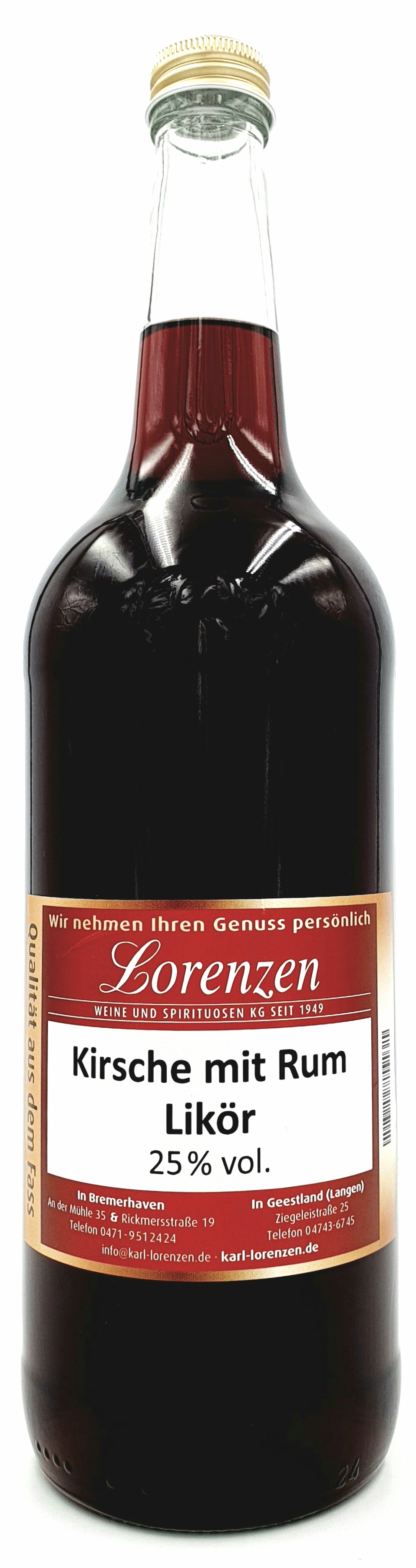 Kirsch Likör mit altem Rum verfeinert 25% vol. lose vom Fass