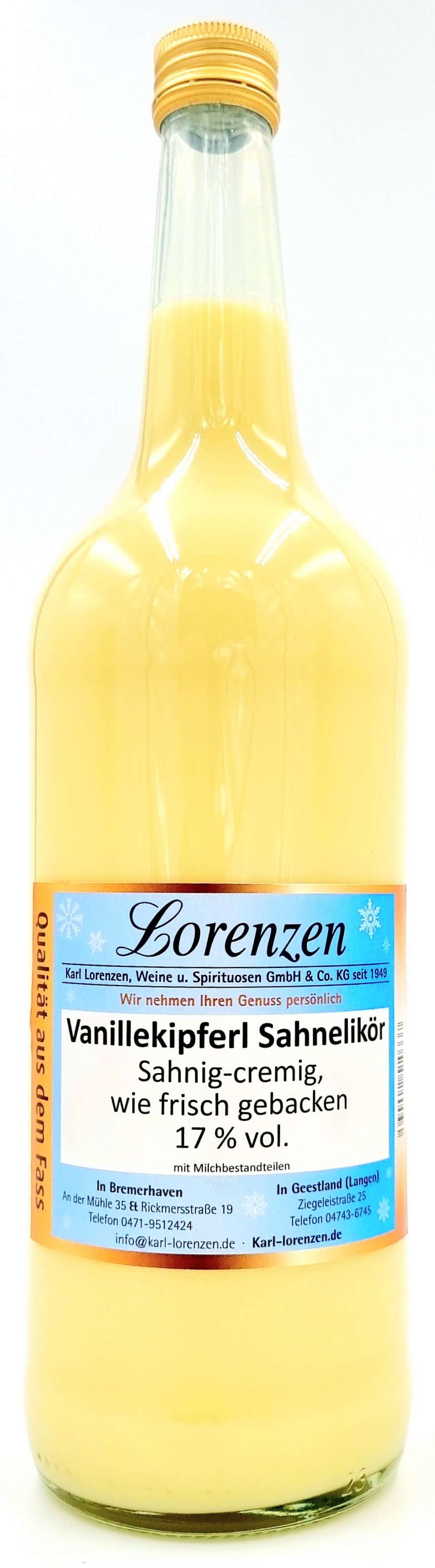 Vanillekipferl-Sahne Likör 17% vol. lose vom Fass "Nur im Winter erhältlich"