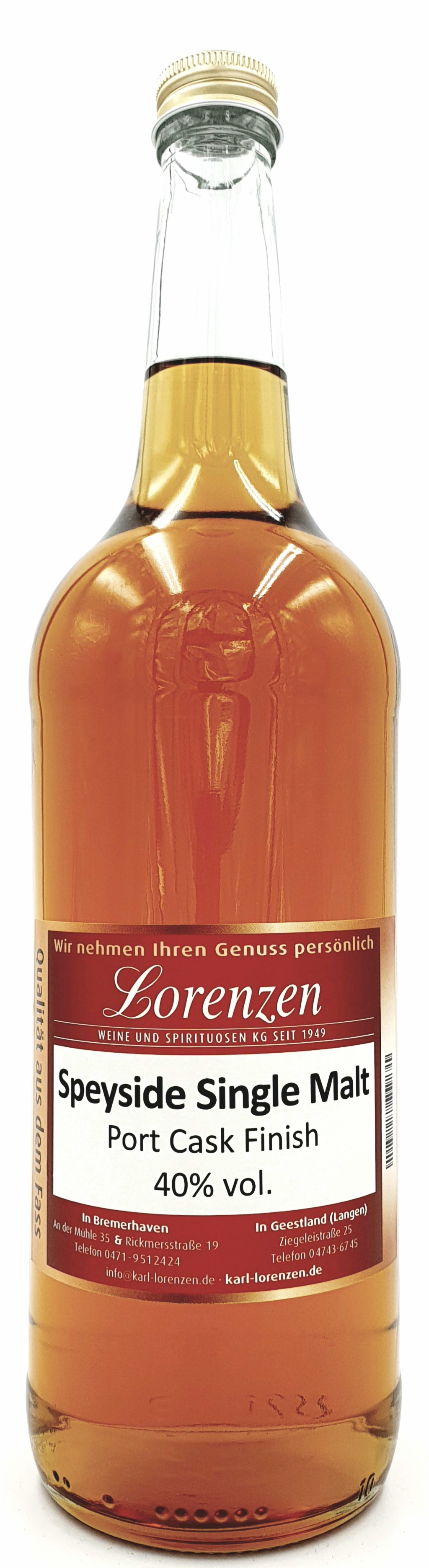 Speyside Single Malt Whisky Port Cask Finish 40% vol. Lose vom Fass