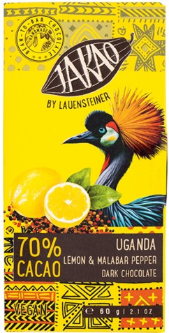 Lauenstein Confiserie JAKAO Uganda Zitrone & Malabar Pfeffer 70% Schokolade BIO 60 g