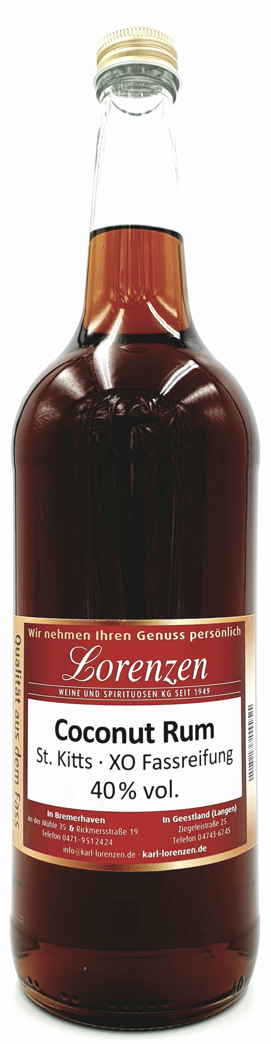 Coconut Rum St. Kitts Fasslager echter Rum mit Kokosauszügen 40% vol. lose vom Fass.