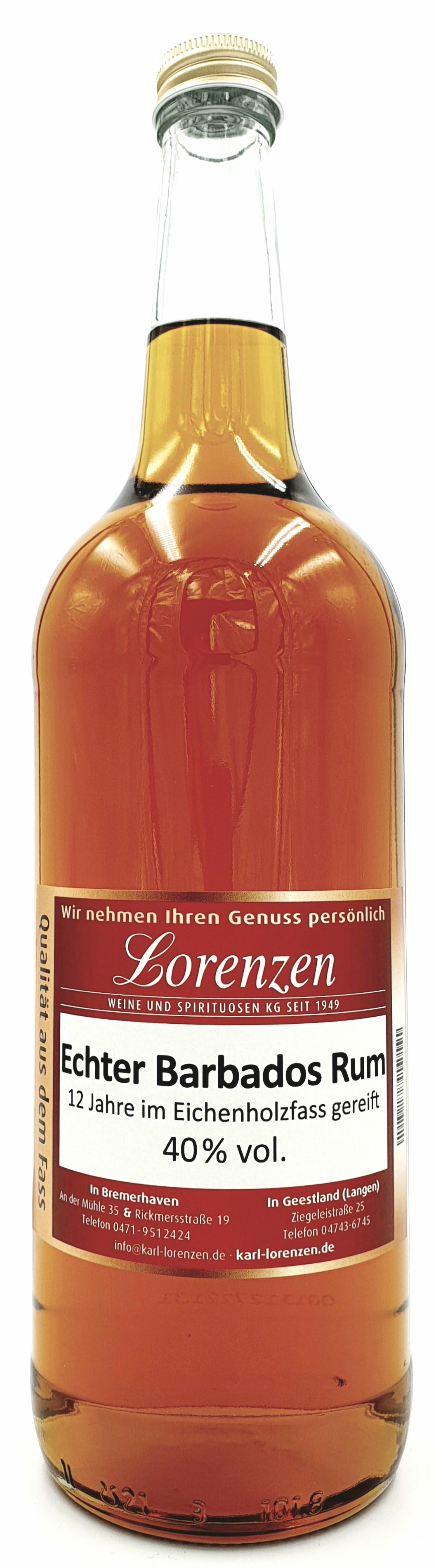 Echter Barbados Rum 12 Jahre Eichenfass sehr vanillig & mild 40% vol. lose vom Fass