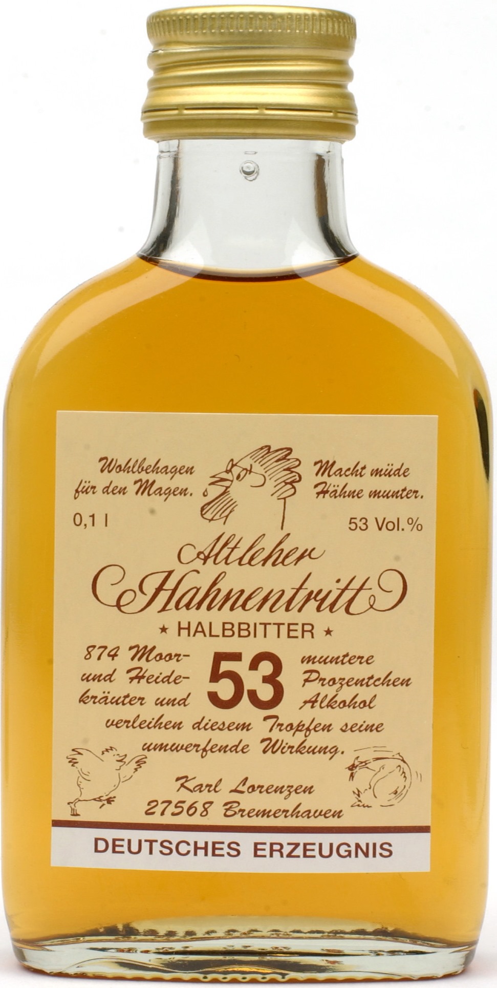 Altleher Hahnentritt 53% vol. unser original Kräuterhalbbitter 0,1 l