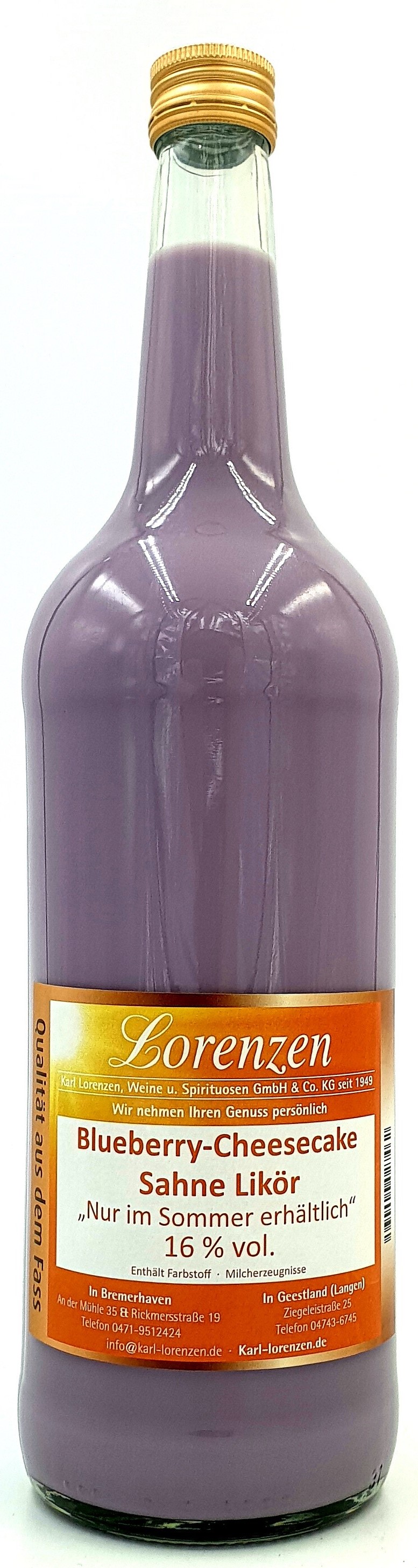 Blueberry-Cheesecake Likör 15% vol. lose vom Fass "Nur im Sommer erhältlich" NEU