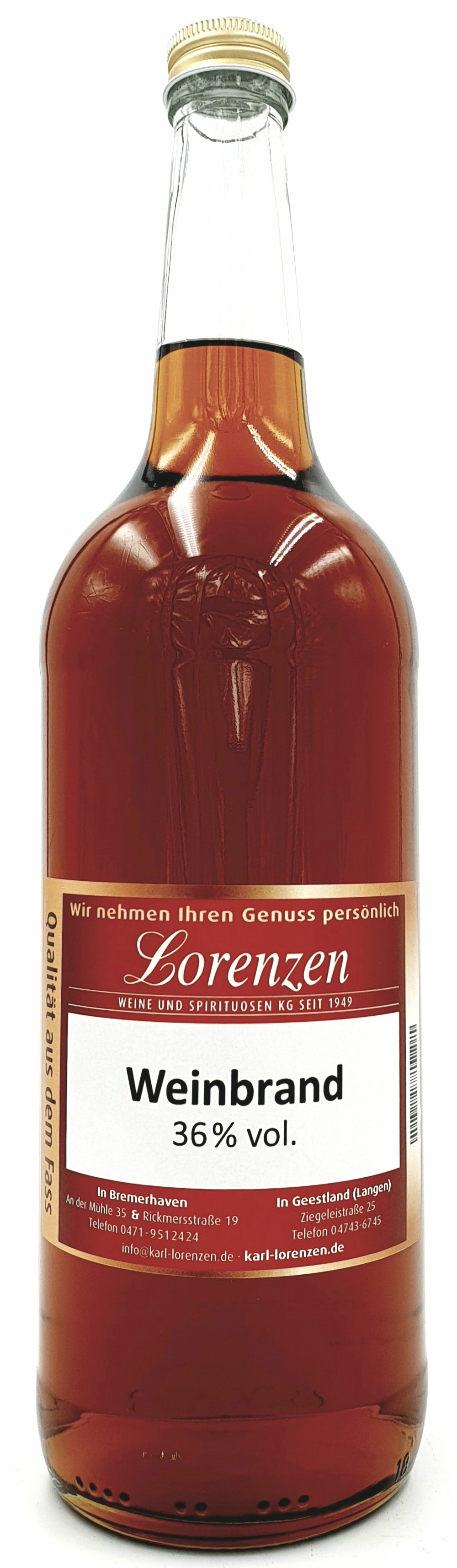 Weinbrand 36% vol. deutsches Erzeugnis süffig und mild lose vom Fass