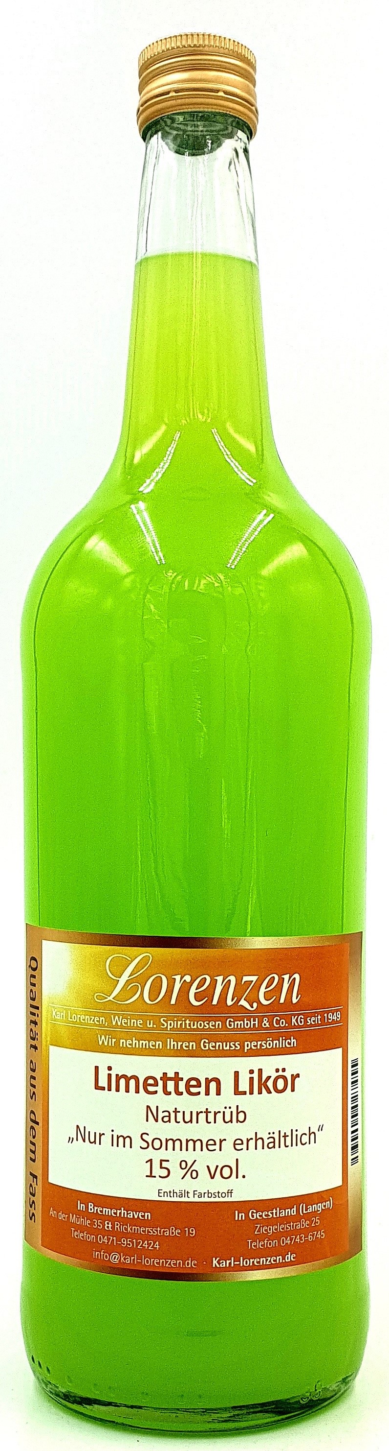 Limetten Likör naturtrüb 15% vol. lose vom Fass "Nur im Sommer erhältlich" NEU