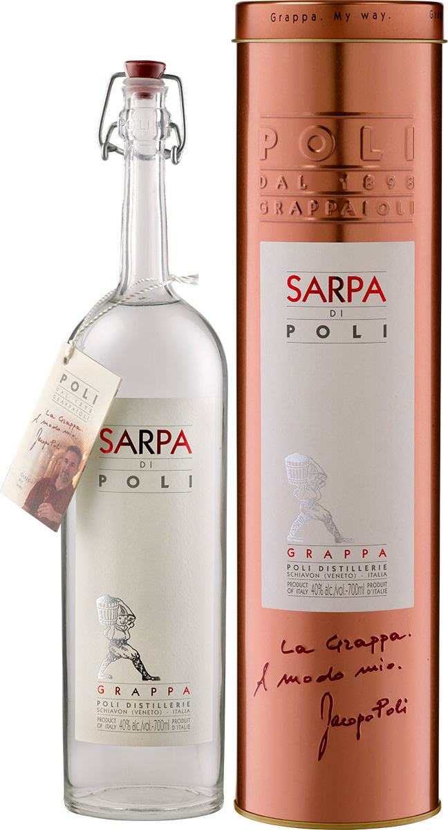 Jacopo Poli Grappa "Sarpa di Poli" in Geschenkröhre 40% vol. 0,7l