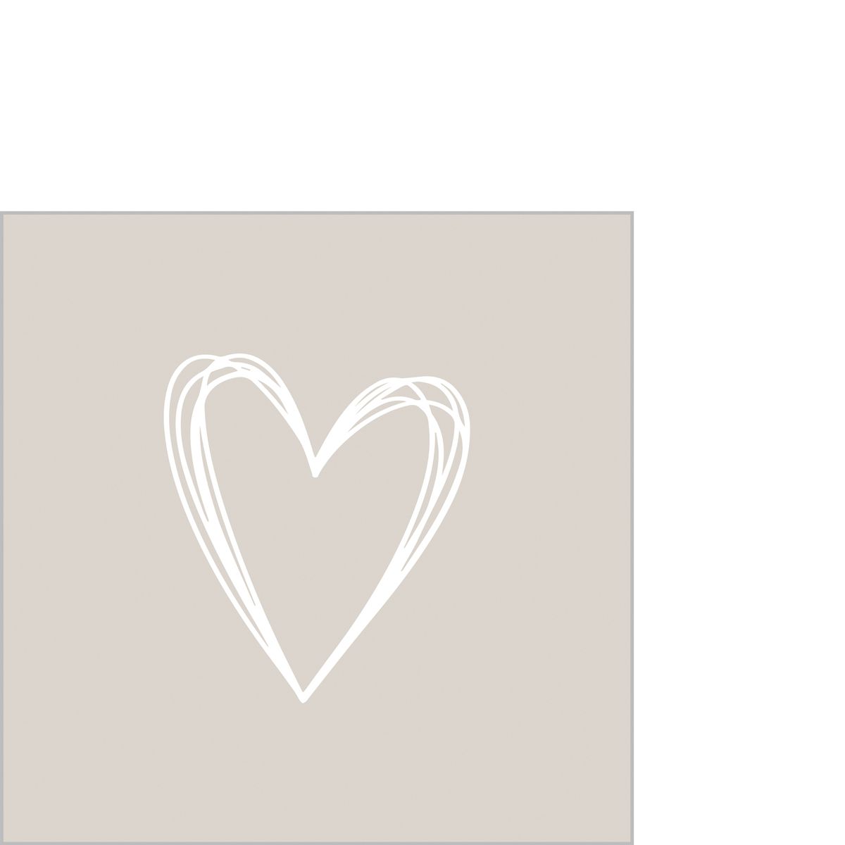 PPD Design Serviette "Pure Heart Taupe" 12,5x12,5cm Stk.