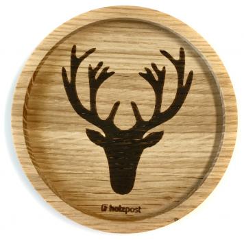 Holzpost Untersetzer aus Eiche "HIRSCH" Stk.