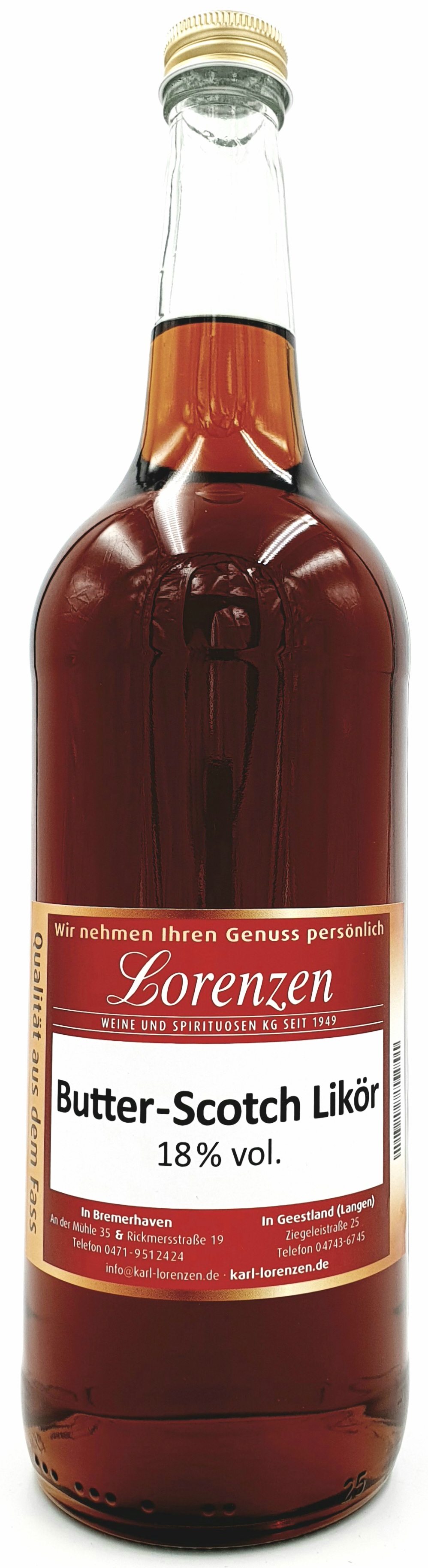 Butterscotch Likör 18% vol. lose vom Fass