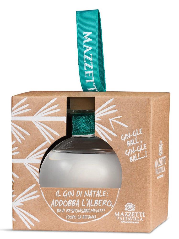 Mazzetti London Dry Gin "Il Gin di Natale" Weihnachtskugel Piemont Italien 42% vol. 0,1 l