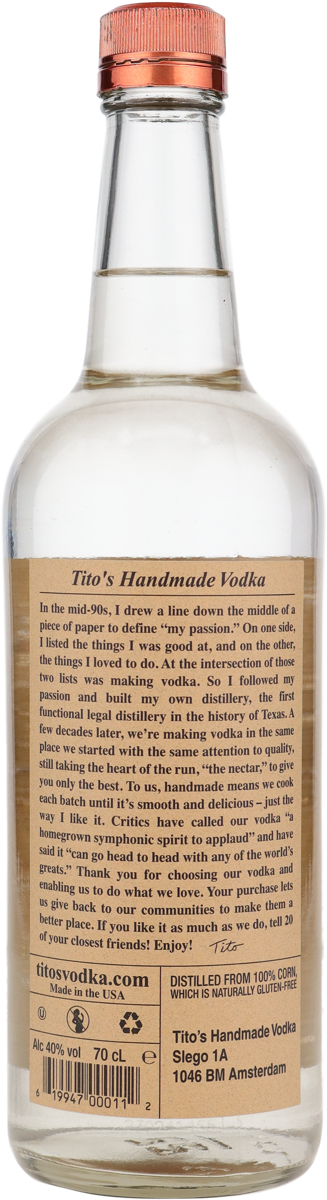 Tito's Handmade Vodka aus den USA 40% 0.7l